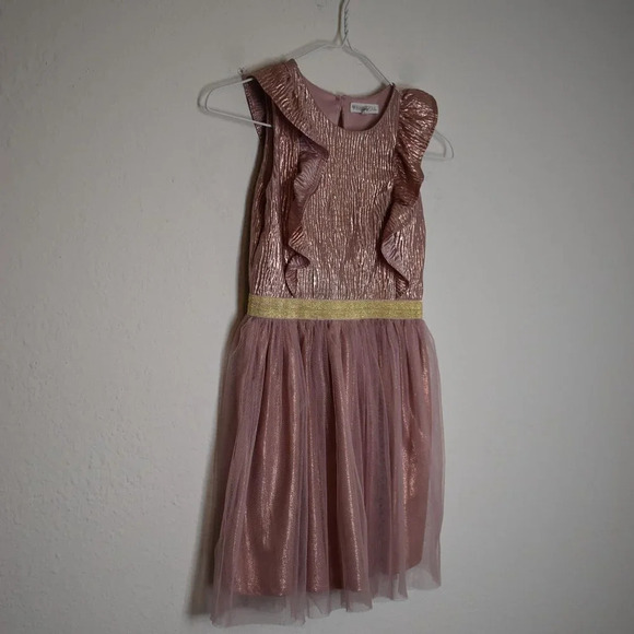 Nannette Kids Pink Dress Metallic Sz 6X Sparkly Tulle Party Princess Ballerina - Picture 4 of 16